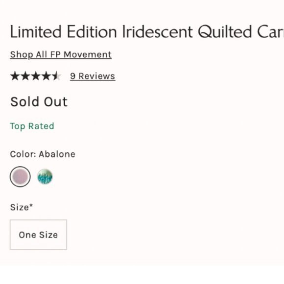 Free People FP Movement Quilted Carryall Limited Edition Iridescent Abalone - Picture 6 of 11